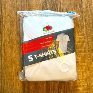 Fruit of the Loom t-shirts, white, 5 pack - size Boys Large
